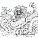 Fantasy Kraken and Mermaids Coloring Pages 3