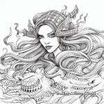 Fantasy Kraken and Mermaids Coloring Pages 4