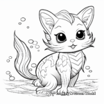 Fantasy Mermaid Cat Coloring Pages for Daydreamers 1