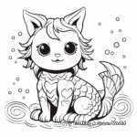 Fantasy Mermaid Cat Coloring Pages for Daydreamers 2