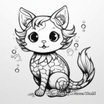 Fantasy Mermaid Cat Coloring Pages for Daydreamers 3