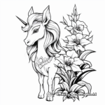 Fantasy Orchid Unicorn Coloring Pages 1