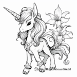 Fantasy Orchid Unicorn Coloring Pages 2