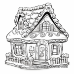 Fantasy Snow-Covered Gingerbread House Coloring Pages 1