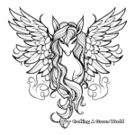 Fantasy Unicorn Heart with Wings Coloring Pages 2