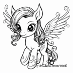 Fantasy Unicorn with Wings and Rainbow Coloring Pages 4