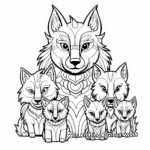 Fantasy Wolf Family Coloring Pages for Adults 1