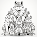 Fantasy Wolf Family Coloring Pages for Adults 2