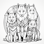 Fantasy Wolf Family Coloring Pages for Adults 3