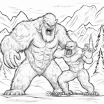 Fantasy Yeti Battle Coloring Pages 1