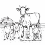 Farm Animal Families Coloring Pages: Cows, Pigs, and Goats 1