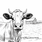 Farm-Scene Cow Face Coloring Pages 1