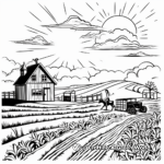 Farm Scene Sunset Coloring Page 2