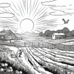 Farm Scene Sunset Coloring Page 3