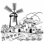 Farm Windmill and Silos Coloring Pages 1