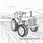Farmland Scene with Old Tractor Coloring Pages 1