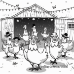 Farmyard Barn Dance Party Coloring Pages 3