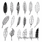 Feather Pattern Coloring Pages: Different Shapes and Sizes 1
