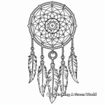 Feathers and Beads Dream Catcher Coloring Pages 4