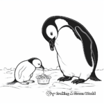 Feeding Time: Penguin Chick and Mother Coloring Pages 2