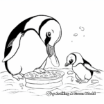 Feeding Time: Penguin Chick and Mother Coloring Pages 4