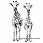 Female and Male Giraffe Realistic Coloring Pages 1