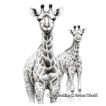 Female and Male Giraffe Realistic Coloring Pages 4
