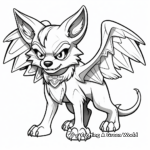 Ferocious Battle Stance Flying Winged Wolf Coloring Pages 1