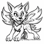 Ferocious Battle Stance Flying Winged Wolf Coloring Pages 3