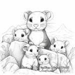 Ferret Family Coloring Pages: Male, Female, and Kits 4