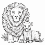 Festive Christmas Lion and Lamb Coloring Pages 1