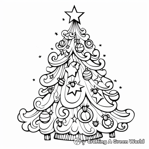 Festive Christmas Tree Coloring Pages 1