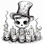 Festive Day of the Dead Candle and Ofrenda Coloring Pages 1