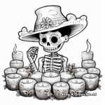 Festive Day of the Dead Candle and Ofrenda Coloring Pages 3