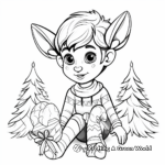 Festive Elf on the Shelf with Reindeer Coloring Pages 1