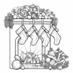 Festive Fireplace and Christmas Stockings Coloring Pages 2