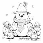 Festive Groundhog Day Coloring Pages with Hats and Scarves 1