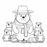 Festive Groundhog Day Coloring Pages with Hats and Scarves 2