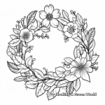 Festive Holiday Wreath Christmas Card Coloring Pages 1