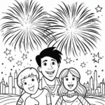 Festive New Year's Eve Fireworks Coloring Pages 2