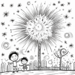 Festive New Year's Eve Fireworks Coloring Pages 3