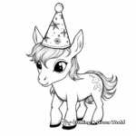 Festive Unicorn in a Birthday Hat Coloring Pages 1