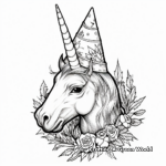 Festive Unicorn in a Birthday Hat Coloring Pages 3