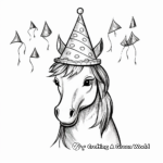 Festive Unicorn in a Birthday Hat Coloring Pages 4