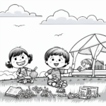 Field Day Picnic Scene Coloring Pages 1