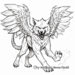 Fierce Battling Winged Wolf Coloring Pages 2