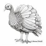Finely Detailed Wild Turkey Coloring Pages for Adults 3