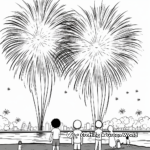 Fireworks Display Fourth of July Coloring Sheets 1