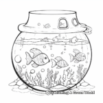 Fish Bowl Aquarium Scene Coloring Page 1