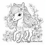 Floral Fairy-Tale Unicorn Coloring Pages 2
